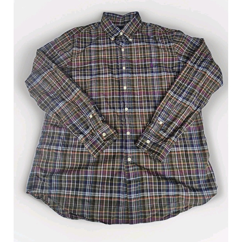 Polo Ralph Lauren Button Down Shirt Mens Size Large Multicolor Plaid Long Sleeve